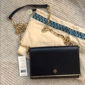 Tory Burch Robinson Patent Chain Wallet
